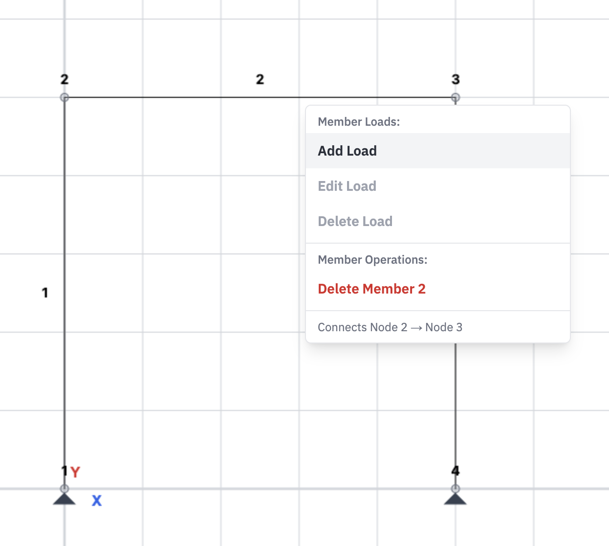 Applying loads using toolbar
